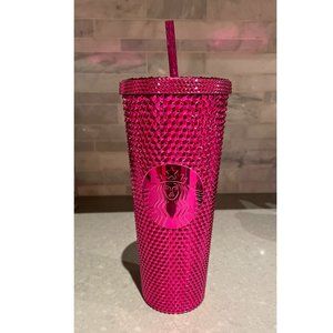 Starbucks Sangria Hot Pink Holiday 2022 24 oz Limited Edition Studded Tumbler